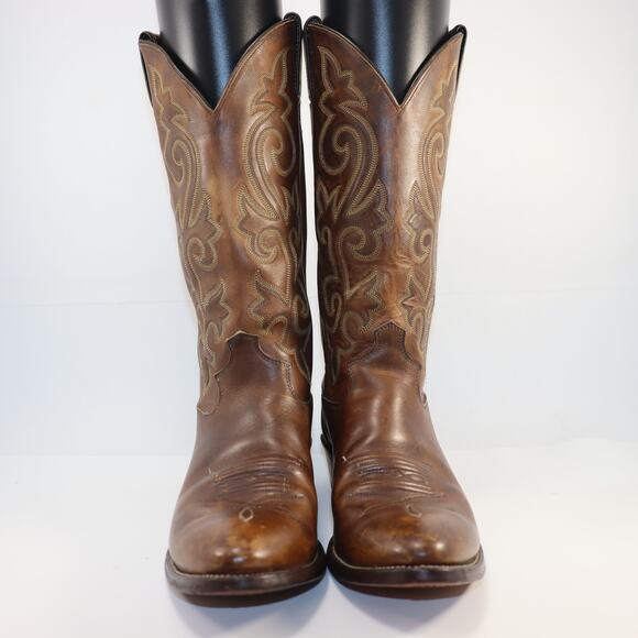 Justin Western Cowboy Boots Style 2253 Brown Leather Men’s Size 8.5D - Picture 3 of 7